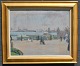 Henriques, 
Frans (1882 - 
1956) Denmark: 
Walking by a 
harbor. Oil on 
canvas. Signed 
Monogram ...