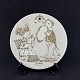 Diameter 15.5 cm.Rare Bjørn Wiinblad monthly plate for the month of September with gold ...