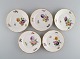 Royal 
Copenhagen 
Saxon Flower 
special 
version. Five 
rare cake 
plates with 
hand-painted 
flowers ...