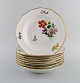 Royal 
Copenhagen 
Saxon Flower 
special 
version. Eight 
rare deep 
plates with 
hand-painted 
flowers ...