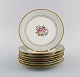 Tirschenreuth, 
Germany. Eight 
cake plates in 
hand-painted 
porcelain with 
flowers and 
gold ...