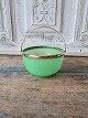 19th century 
sugar bowl in 
green opaline 
glass with 
brass mounting 
Height 7 cm. 
Diameter 12 cm.