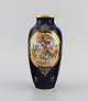 Antique Wien vase in hand-painted porcelain. Classic motifs and gold decoration on a dark blue ...