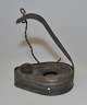 Oil lamp in iron tin, 18/19. thC. Samsø, Denmark. Heart shaped. With chain suspension. 7 x 5 cm. ...