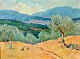 Simonsen, Axel (1884 - 1962) Denmark: Scene from Italy with shepherd in the field. Oil on ...