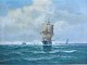 Larsen, Carl Vilhelm (1880 - 1950) Denmark: The frigate Jylland under full sail at Kronberg. ...