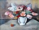 Kröhnke, W. (20th Century) Germany: Flower arrangement.Oil on canvas. Signed. 50 x 65 cm.Framed.