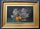 Le Vallez (20th century) France: Arrangement on a table. Oil on wooden panel. Signed. 29 x 47 ...