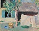 Hansen, Harald (1890 - 1967) Denmark: The laundry hangs to dry. Oil on canvas. Signed 1939. 85 x ...