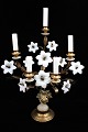 Old French candlestick in gilded metal with many fine details, decorated with 10 beautiful old ...