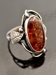 Sterling silver ring size 61 with amber 2.2 x 1.3 cm. Item No. 512133