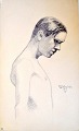 Skånstrøm, Robert E. (1888 - 1966) Denmark: A model. Drawing. Signed 1913.25 x 15.5 cm.Unframed.
