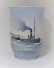 Bing & Grondahl. Porcelain vase with motif of a tugboat. Model 8715/460. Height 21 cm. (2. quality)