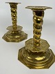 Pair of super 
nice 
candlesticks in 
die-cut 
(repousse 
technique) 
brass. Baroque 
form, 20th ...
