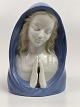 Small porcelain bust of Madonna with folded hands in prayer. The figure is stamped WA with crown ...