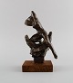 Clarence Blum (1897-1984), Swedish sculptor. Bronze figure of a naked woman on a wooden plinth. ...
