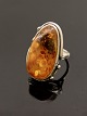 Sterling silver ring size 53 with amber 3 x 1.6 cm. Item No. 514379