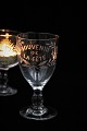 Old French 
Souvenir wine 
glass with 
engraved 
writing 
Souvenir De La 
Fete. H:14 cm. 
Dia.:7,5 ...