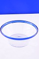 Milk Bowl of clear glass with blue border, height 7 cm. diameter 18.7 cm. 2 3/4 inches.7 3/8 ...