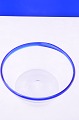 Milk Bowl of clear glass with blue border, height 9.6cm. diameter 23cm. 3 3/4 inches. 9 1/16 ...