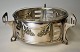 Silver-plated table bowl with glass insert, approx. 1910. Youth. Stamped: DBE. With three legs ...