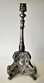 Rococo candlestick in silver and silver-plated brass, approx. 1740 - 1760. On three lion's legs; ...