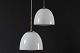 Danish pendants2 pendants made of white opaline glass with chromium-plated ...