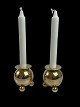 Pair of Swedish spherical brass candlesticks on spherical feet. Typical Christmas candleholders ...