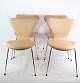 A set of 4 Seven chairs, model 3107, designed by Arne Jacobsen and manufactured by Fritz Hansen. ...