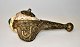 Chinese cold horn, 19th century consisting of conch mounted with brass, decorated with foliage ...