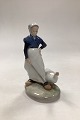 Royal Copenhagen Figurine No. 528. Girl with Goose. Measures 18 m H. / 7.09 inchMarked as a ...