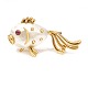 14kt gold and mother of pearl brooch in the shape of a fishSize: 45x23mm
