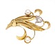 14kt gold brooch with two pearls and a diamond of circa 0,15ctSize: 40x30mm