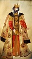 Frolova, Alla (1943 - ) Russia: Sketch for royal costume. Signed. Pastel with gilding. 35 x 20 ...