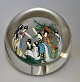 Japanese glass ball, 20th century. Clear glass - inside hand painted with women in folk ...