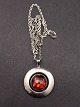 N E From sterling silver pendant D.4.2 cm. with amber and chain 56 cm. Item No. 517453