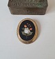 Old gilded Pietra Dura brooch Size 4 x 4.8 cm.