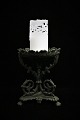 Old French candlestick for blog candles in metal with many fine details, original dark green ...