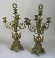 Pair of 5-armed candelabra in brass / bronze, France ca.1880. On foot with decorations. Light ...