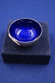 Beautiful salt cellar on low stand No 19 of sterling silver with blue enamel by A. Michelsen, ...