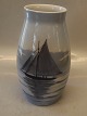 B&G 830-5247 Sailboat Vase 22.5 cm Bing and Grondahl Marked with the three Royal Towers of ...