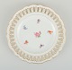 Antique Meissen openwork plate in hand-painted porcelain with flowers and gold decoration. Late ...