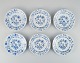 Six small antique Meissen Blue Onion lunch plates in hand-painted porcelain.Early 20th ...