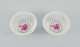 Herend pink Chinese Bouquet, two small bowls with wickerwork in hand-painted porcelain.Largest ...