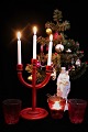 Old Swedish Christmas candle holder in red painted wood with space for 3 small Christmas ...
