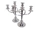 Large pair of three armed candle light holders in silver from Italy. Hallmarked "800" and ...