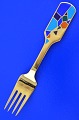 Anton Michelsen 
christmas 
cutlery, gilded 
sterling silver 
with an inlaid 
enamel motif. 
Christmas ...