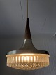 Ceiling lamp in teak wood, glass and metal from the 1960s. diameter approx. 20 cm, height ...