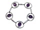 Hans Hansen sterling silver bracelet with five purple amethysts.Hallmarked "HANS HANSEN 925S ...