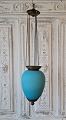 19th century small lamp in beautiful light blue twisted glassTotal length 51 cm. Messurement ...